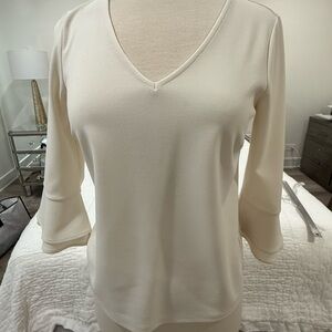 Ann Taylor Ivory V-Neck Blouse
